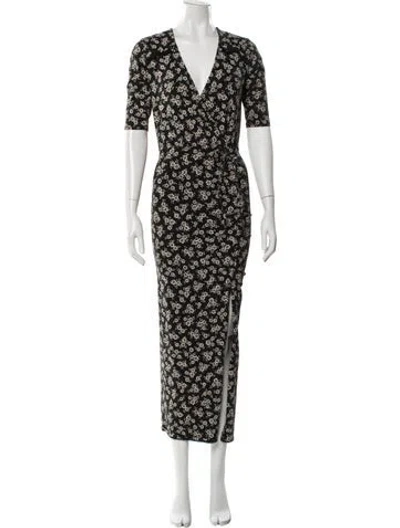 Pre-owned Veronica Beard Floral Print Long Dress In Black