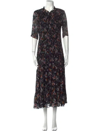 Pre-owned Veronica Beard Floral Print Long Dress In Black