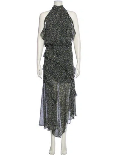Pre-owned Veronica Beard Floral Print Long Dress In Black