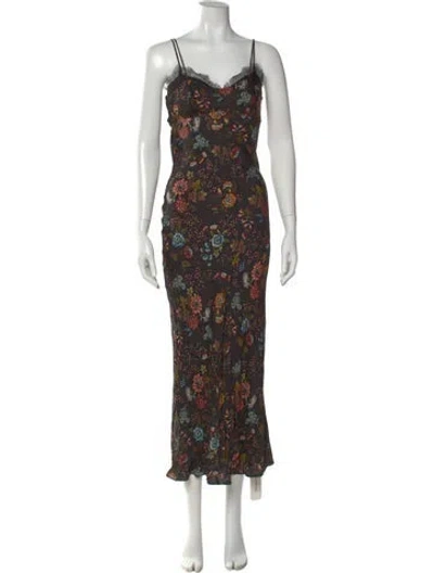 Pre-owned Veronica Beard Floral Print Long Dress In Black
