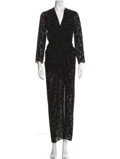 Pre-owned Veronica Beard Floral Print Long Dress In Black