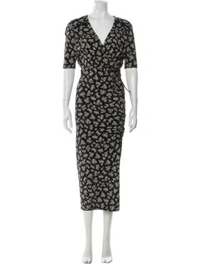 Pre-owned Veronica Beard Floral Print Long Dress In Black