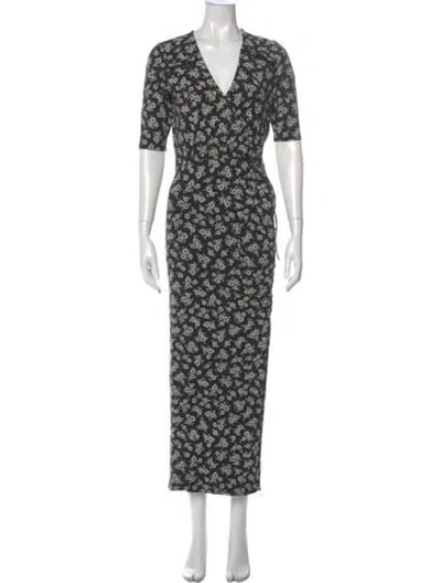 Pre-owned Veronica Beard Floral Print Long Dress In Black