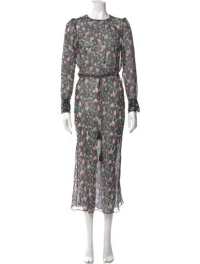 Pre-owned Veronica Beard Floral Print Long Dress In Black