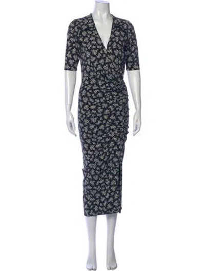Pre-owned Veronica Beard Floral Print Long Dress In Black