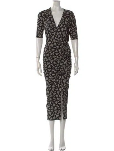 Pre-owned Veronica Beard Floral Print Long Dress In Black
