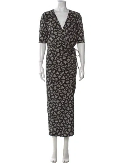 Pre-owned Veronica Beard Floral Print Long Dress In Black