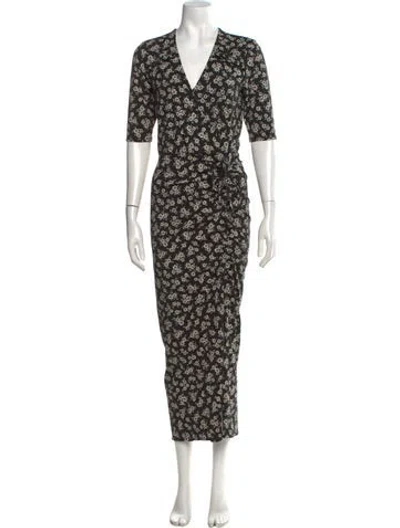 Pre-owned Veronica Beard Floral Print Long Dress In Black
