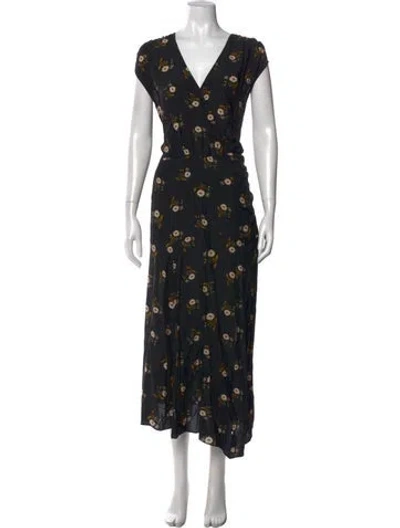 Pre-owned Veronica Beard Floral Print Long Dress In Black
