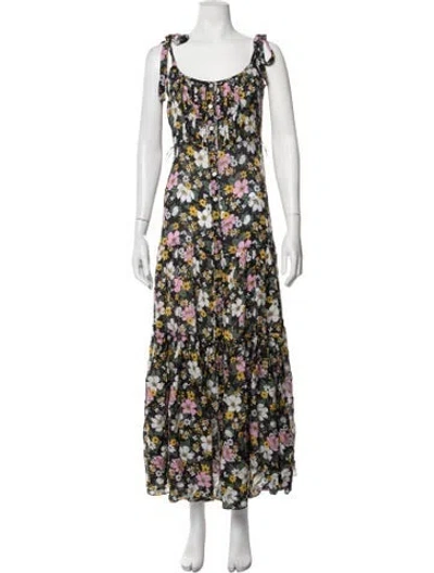 Pre-owned Veronica Beard Floral Print Long Dress In Black