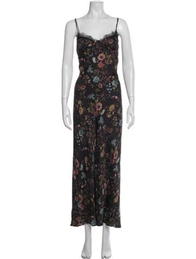 Pre-owned Veronica Beard Floral Print Long Dress In Black/neutrals