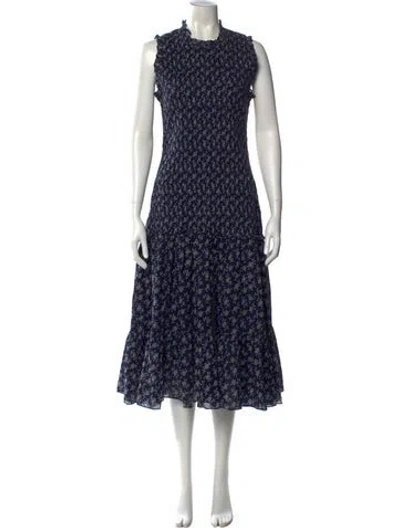 Pre-owned Veronica Beard Floral Print Long Dress In Blue