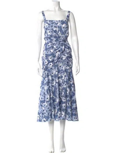 Pre-owned Veronica Beard Floral Print Long Dress In Blue