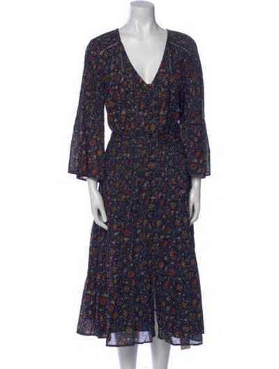 Pre-owned Veronica Beard Floral Print Long Dress In Blue