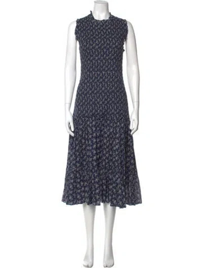 Pre-owned Veronica Beard Floral Print Long Dress In Blue