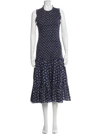 Pre-owned Veronica Beard Floral Print Long Dress In Blue