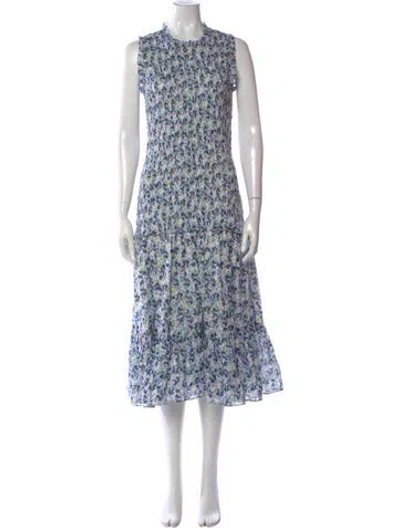 Pre-owned Veronica Beard Floral Print Long Dress In Blue
