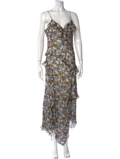 Pre-owned Veronica Beard Floral Print Long Dress In Blue