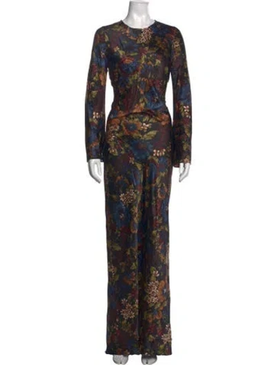 Pre-owned Veronica Beard Floral Print Long Dress In Blue