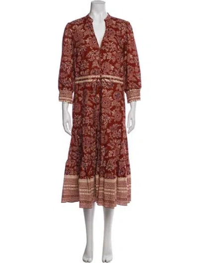 Pre-owned Veronica Beard Floral Print Long Dress In Brown