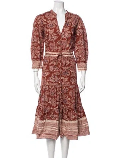 Pre-owned Veronica Beard Floral Print Long Dress In Brown