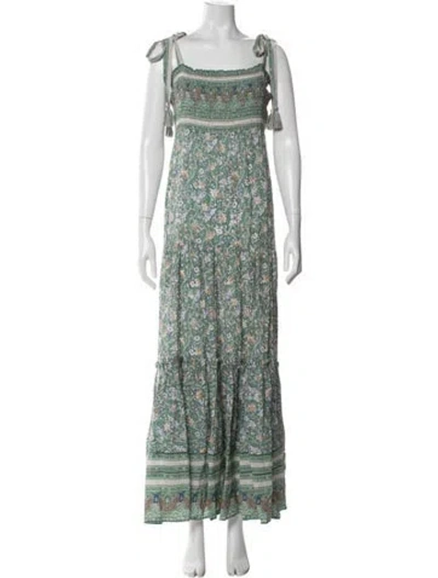 Pre-owned Veronica Beard Floral Print Long Dress In Green