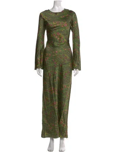 Pre-owned Veronica Beard Floral Print Long Dress In Green