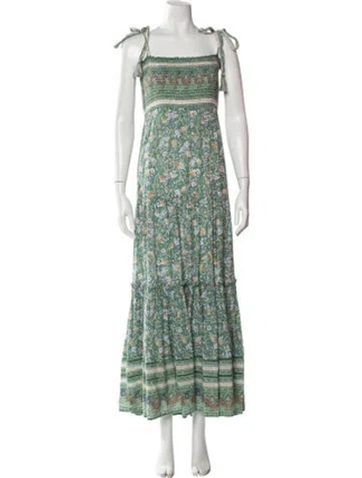 Pre-owned Veronica Beard Floral Print Long Dress In Green