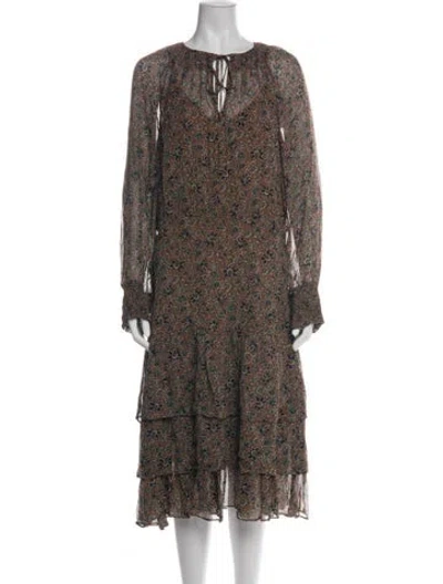 Pre-owned Veronica Beard Floral Print Long Dress In Green