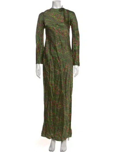 Pre-owned Veronica Beard Floral Print Long Dress In Green