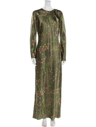 Pre-owned Veronica Beard Floral Print Long Dress In Green