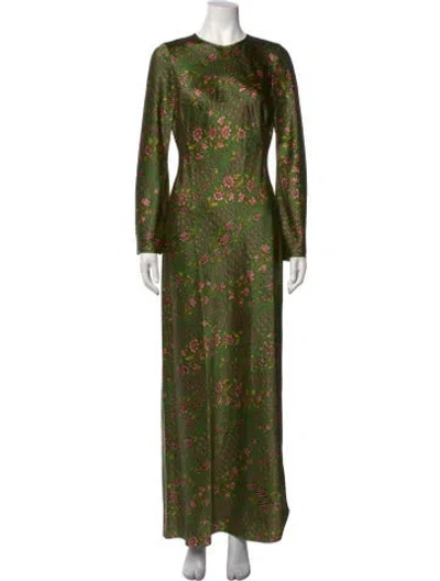 Pre-owned Veronica Beard Floral Print Long Dress In Green