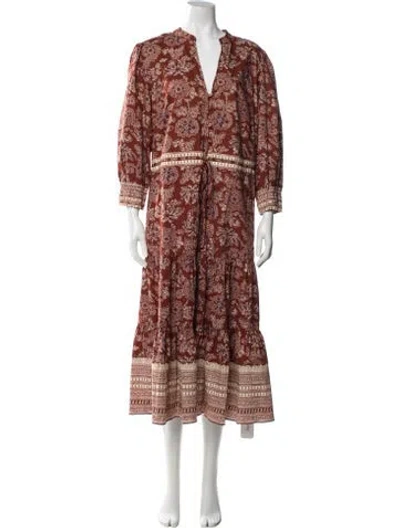 Pre-owned Veronica Beard Floral Print Long Dress In Orange