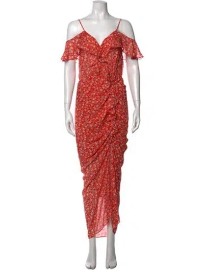 Pre-owned Veronica Beard Floral Print Long Dress In Orange