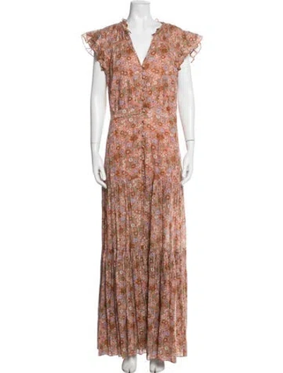 Pre-owned Veronica Beard Floral Print Long Dress In Orange