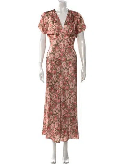 Pre-owned Veronica Beard Floral Print Long Dress In Pink