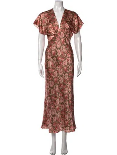Pre-owned Veronica Beard Floral Print Long Dress In Pink
