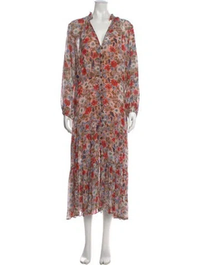 Pre-owned Veronica Beard Floral Print Long Dress In Pink