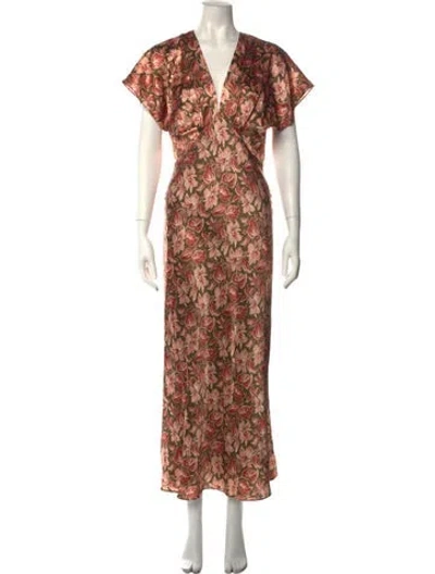 Pre-owned Veronica Beard Floral Print Long Dress In Pink