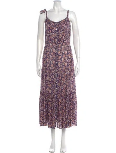 Pre-owned Veronica Beard Floral Print Long Dress In Purple