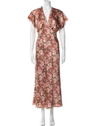 Pre-owned Veronica Beard Floral Print Long Dress In Red