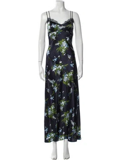 Pre-owned Veronica Beard Floral Print Long Dress W/ Tags In Blue