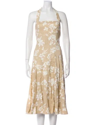 Pre-owned Veronica Beard Floral Print Long Dress W/ Tags In Neutral