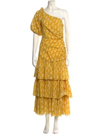 Pre-owned Veronica Beard Floral Print Long Dress W/ Tags In Yellow