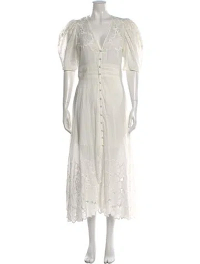 Pre-owned Veronica Beard Floral Print Long Dress In White