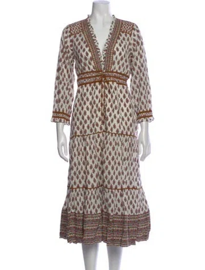 Pre-owned Veronica Beard Floral Print Long Dress In White