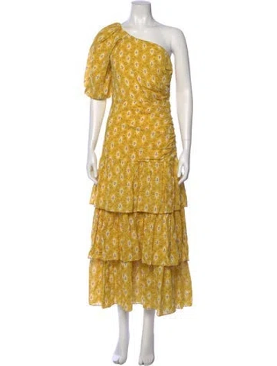 Pre-owned Veronica Beard Floral Print Long Dress In Yellow