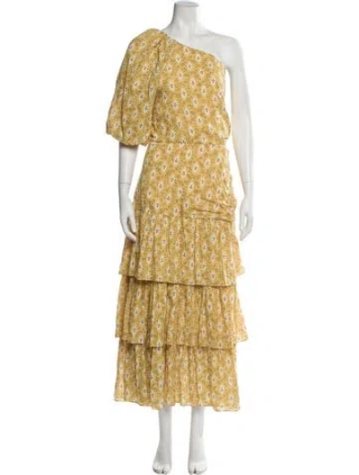 Pre-owned Veronica Beard Floral Print Long Dress In Yellow