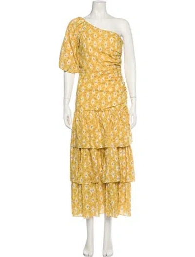 Pre-owned Veronica Beard Floral Print Long Dress In Yellow