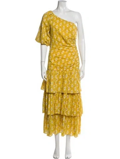 Pre-owned Veronica Beard Floral Print Long Dress In Yellow